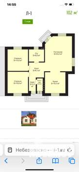 Дом 102м², 1-этажный, участок 6 сот.