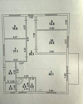 Дом 160м², 1-этажный, участок 7 сот.  