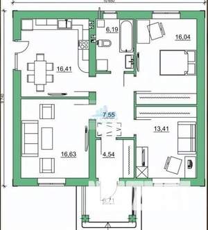 Коттедж 75м², 1-этажный, участок 7 сот.  