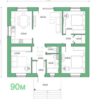 Дом 73м², 1-этажный, участок 6 сот.  