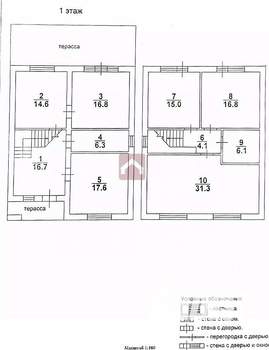 Коттедж 173м², 2-этажный, участок 6 сот.  