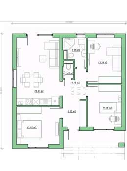 Коттедж 75м², 1-этажный, участок 8 сот.  