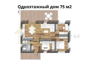 Дом 75м², 1-этажный, участок 8 сот.  
