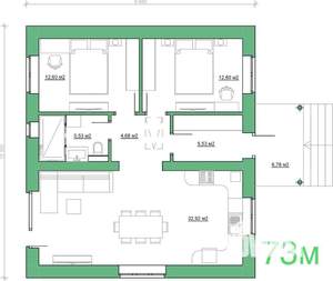 Дом 73м², 1-этажный, участок 6 сот.  