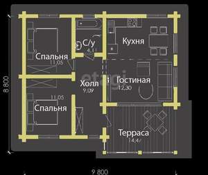Дача 103м², 1-этажный, участок 8 сот.  
