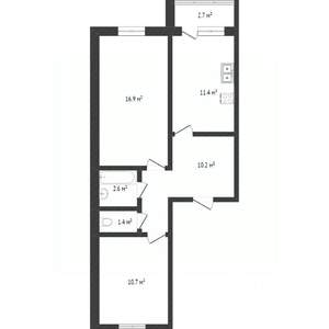 2-к квартира, на длительный срок, 43м2, 4/9 этаж
