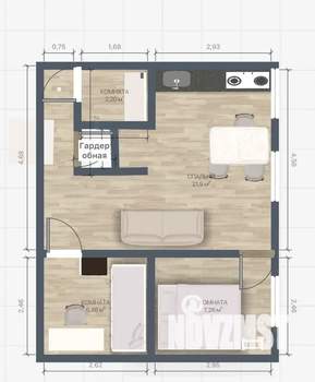 3-к квартира, посуточно, 44м2, 1/6 этаж
