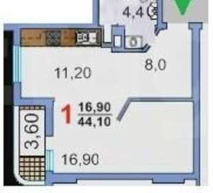 1-к квартира, на длительный срок, 41м2, 23/25 этаж