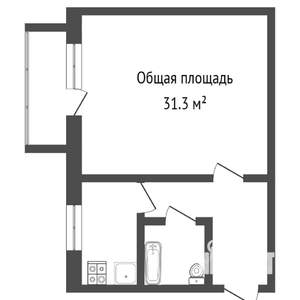 1-к квартира, на длительный срок, 33м2, 2/5 этаж