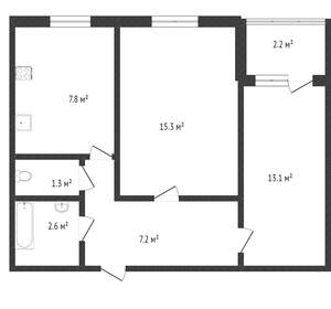 2-к квартира, на длительный срок, 43м2, 8/9 этаж