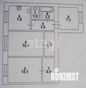 3-к квартира, на длительный срок, 55м2, 3/4 этаж