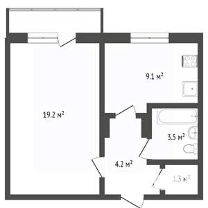 1-к квартира, на длительный срок, 31м2, 2/5 этаж