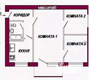 3-к квартира, на длительный срок, 45м2, 4/5 этаж