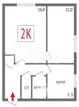 2-к квартира, на длительный срок, 42м2, 2/5 этаж