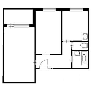 2-к квартира, на длительный срок, 45м2, 5/5 этаж