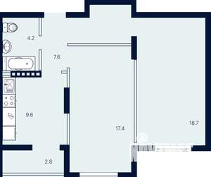 2-к квартира, вторичка, 58м2, 3/4 этаж