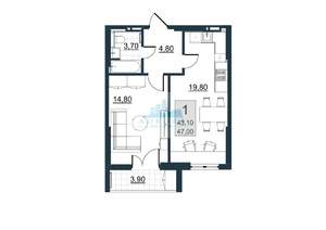 1-к квартира, вторичка, 43м2, 7/10 этаж