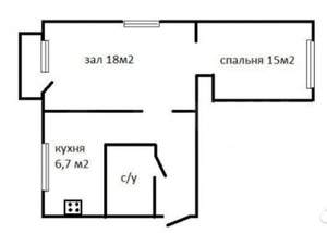 2-к квартира, вторичка, 43м2, 4/4 этаж