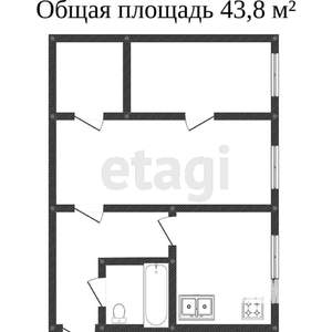 2-к квартира, вторичка, 44м2, 1/2 этаж