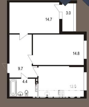 2-к квартира, вторичка, 60м2, 6/10 этаж