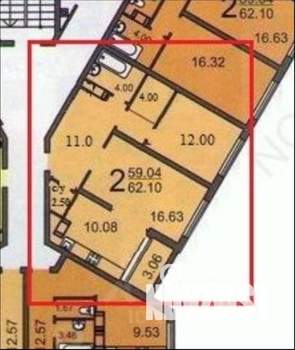 2-к квартира, вторичка, 62м2, 10/25 этаж