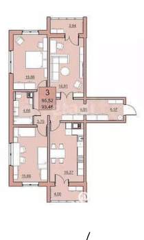 3-к квартира, вторичка, 90м2, 5/19 этаж
