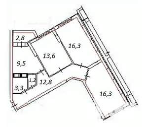 3-к квартира, вторичка, 73м2, 22/23 этаж