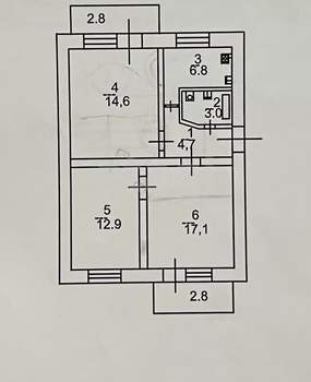 3-к квартира, вторичка, 59м2, 3/5 этаж