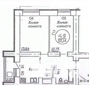 2-к квартира, вторичка, 52м2, 8/16 этаж