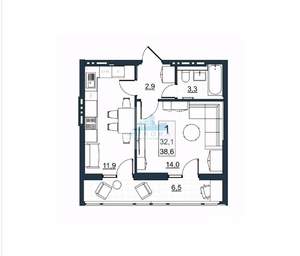 1-к квартира, вторичка, 39м2, 7/10 этаж