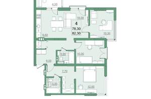 4-к квартира, вторичка, 78м2, 11/22 этаж
