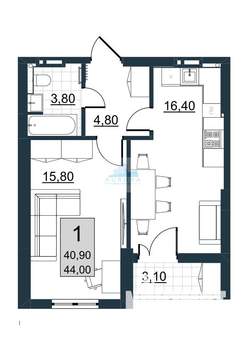 1-к квартира, вторичка, 44м2, 10/10 этаж