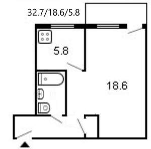 1-к квартира, вторичка, 33м2, 2/5 этаж