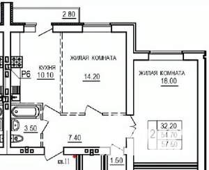 2-к квартира, строящийся дом, 58м2, 4/10 этаж