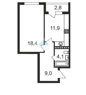 1-к квартира, вторичка, 46м2, 3/4 этаж