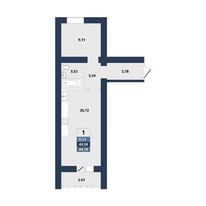1-к квартира, вторичка, 44м2, 10/10 этаж
