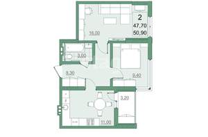 2-к квартира, вторичка, 48м2, 11/22 этаж