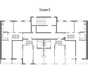 2-к квартира, вторичка, 58м2, 6/10 этаж