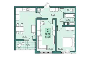 2-к квартира, вторичка, 63м2, 2/10 этаж