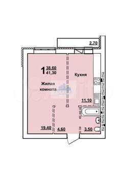 1-к квартира, вторичка, 41м2, 1/10 этаж
