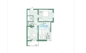 2-к квартира, вторичка, 55м2, 18/22 этаж
