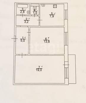 2-к квартира, вторичка, 53м2, 4/10 этаж