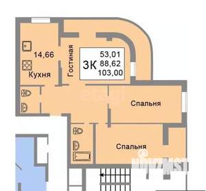 3-к квартира, сданный дом, 103м2, 22/24 этаж