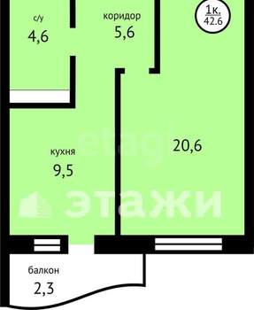 1-к квартира, вторичка, 31м2, 1/10 этаж