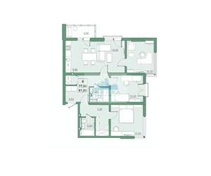 4-к квартира, вторичка, 82м2, 8/22 этаж