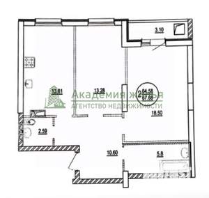 2-к квартира, строящийся дом, 68м2, 15/20 этаж