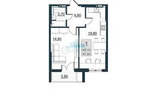 1-к квартира, вторичка, 43м2, 3/10 этаж