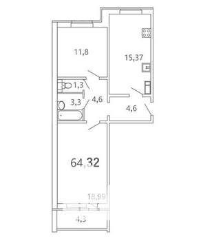 2-к квартира, вторичка, 59м2, 7/10 этаж