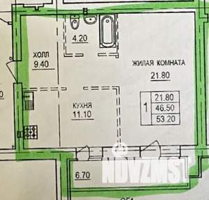 1-к квартира, вторичка, 53м2, 10/10 этаж