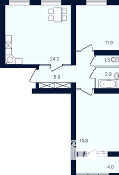 2-к квартира, вторичка, 69м2, 3/4 этаж